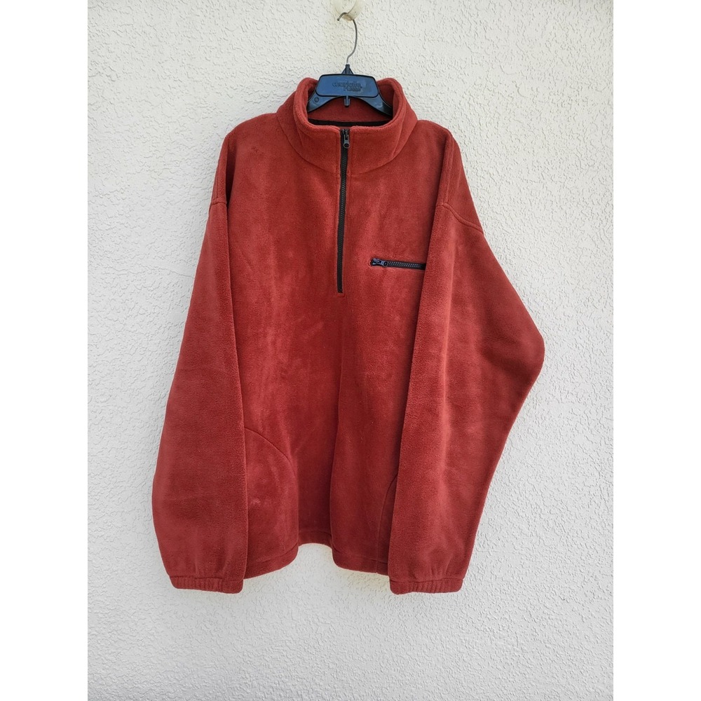 Duluth Trading Men's Red 1/4 zip Shoreman's Fleece Pullover Sweater sz 2XL